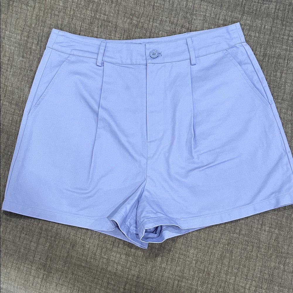 Periwinkle Light Blue Pleated Shorts